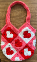 Heart granny square bag