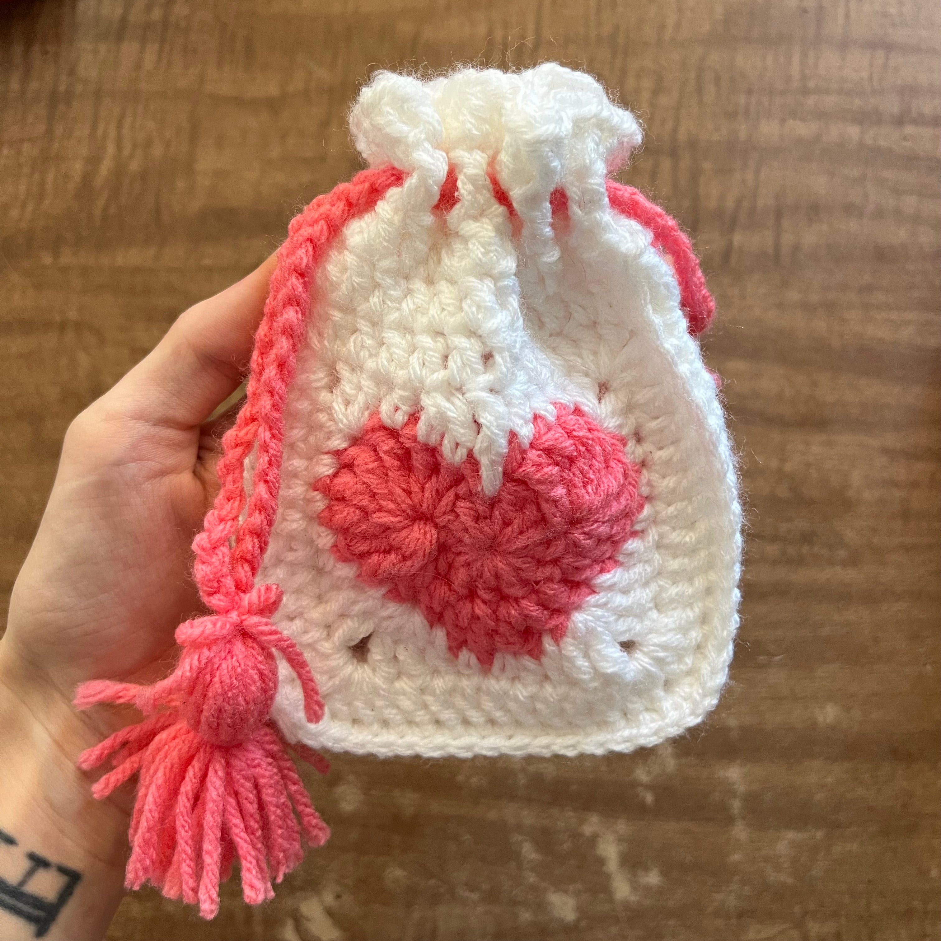Watermelon pink heart mini pouch