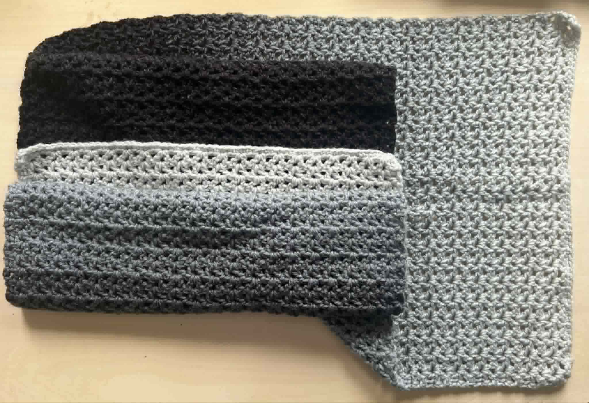 Gray-Black-Gray ombre blanket scarf