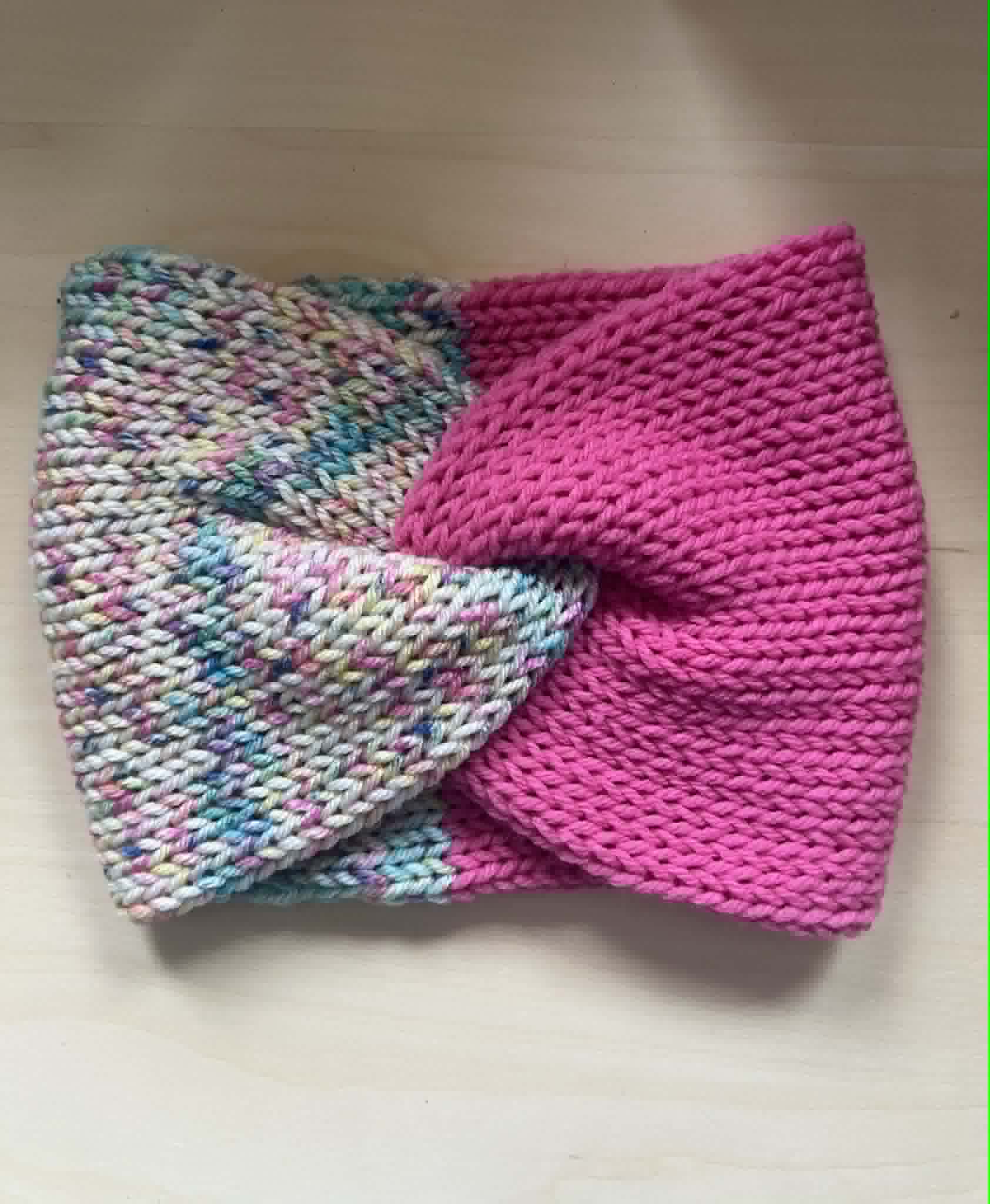 Blossomopolis and Hot pink twisted double knit beanie