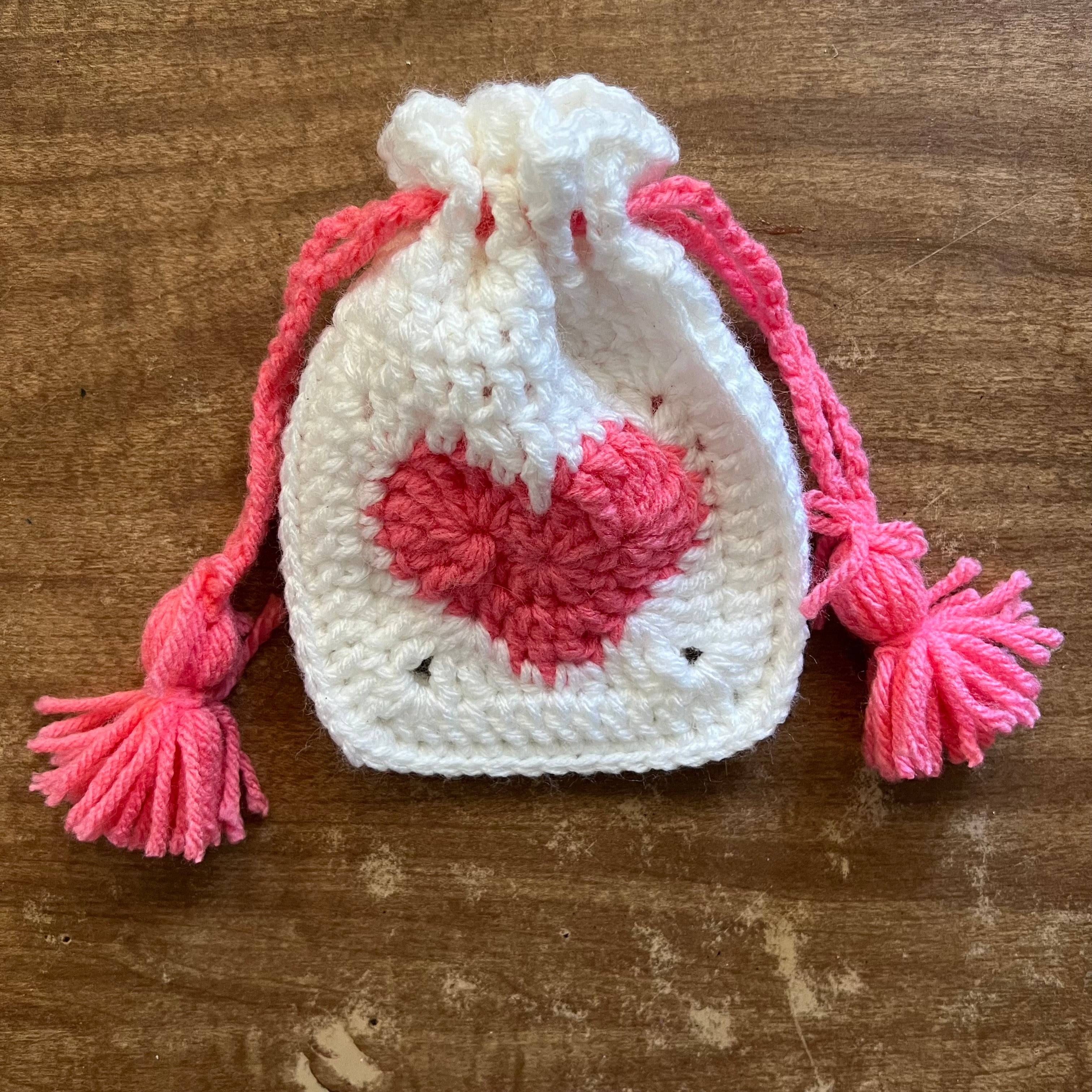 Watermelon pink heart mini pouch