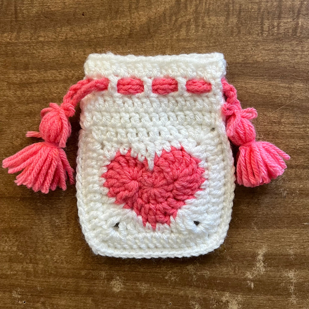 Watermelon pink heart mini pouch