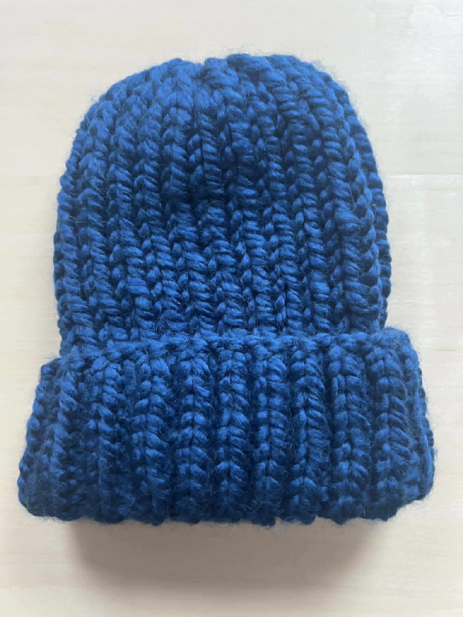 Royal blue chunky knit beanie