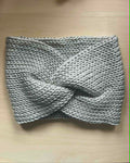 Silver twisted double knit ear warmer