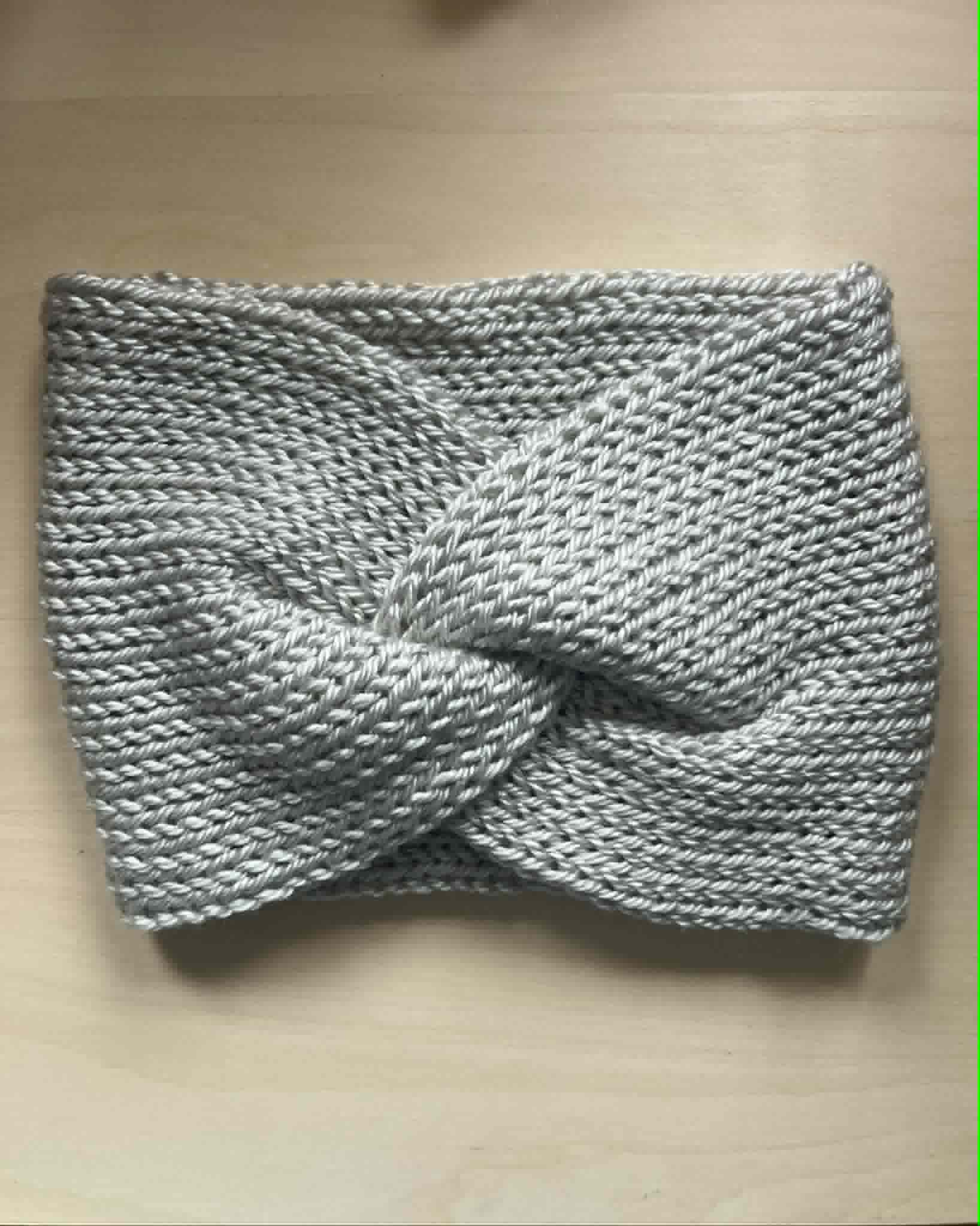Silver twisted double knit ear warmer