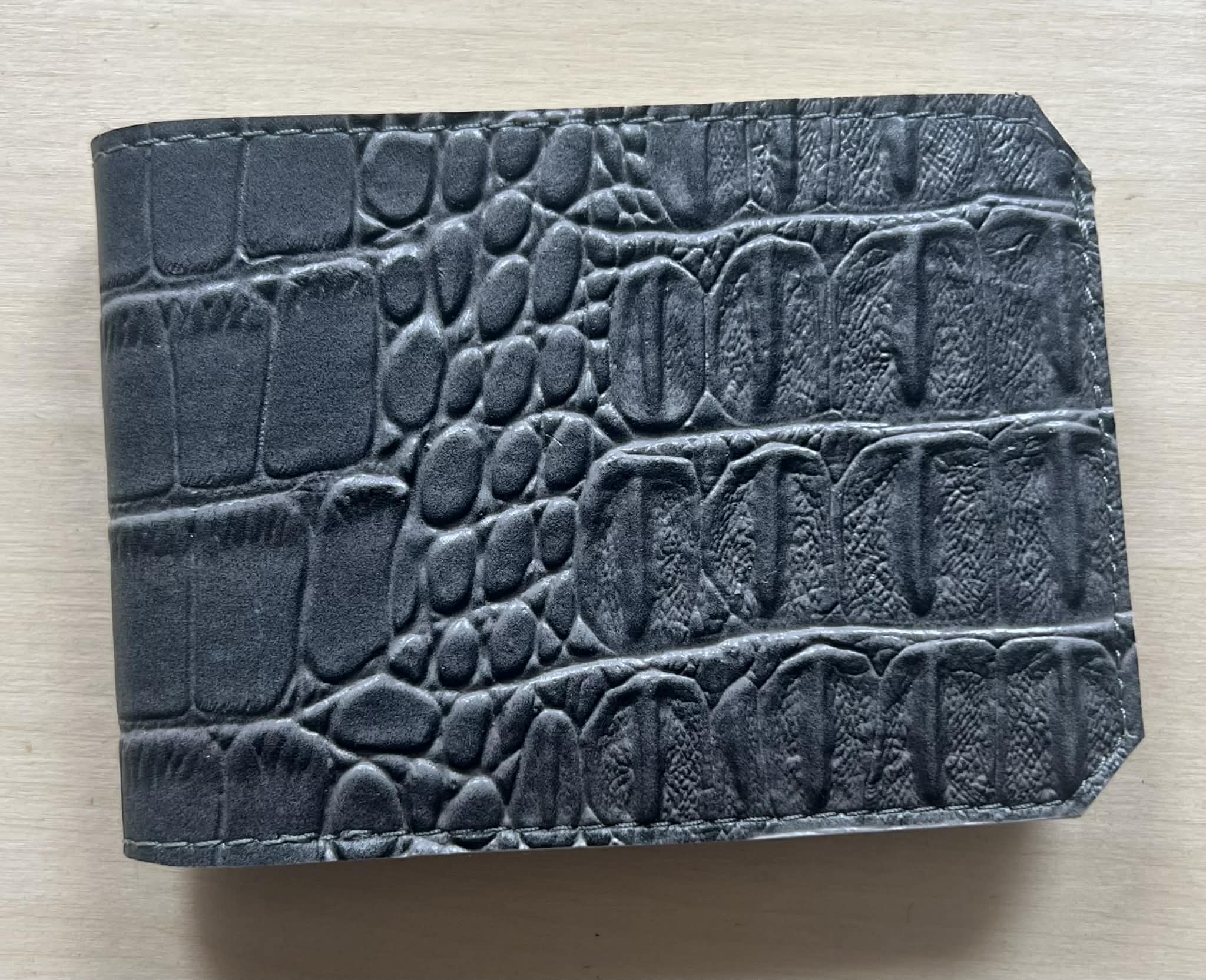 Gray Alligator textured Single Fold Wallet