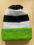 Beetlejuice themed double knit beanie
