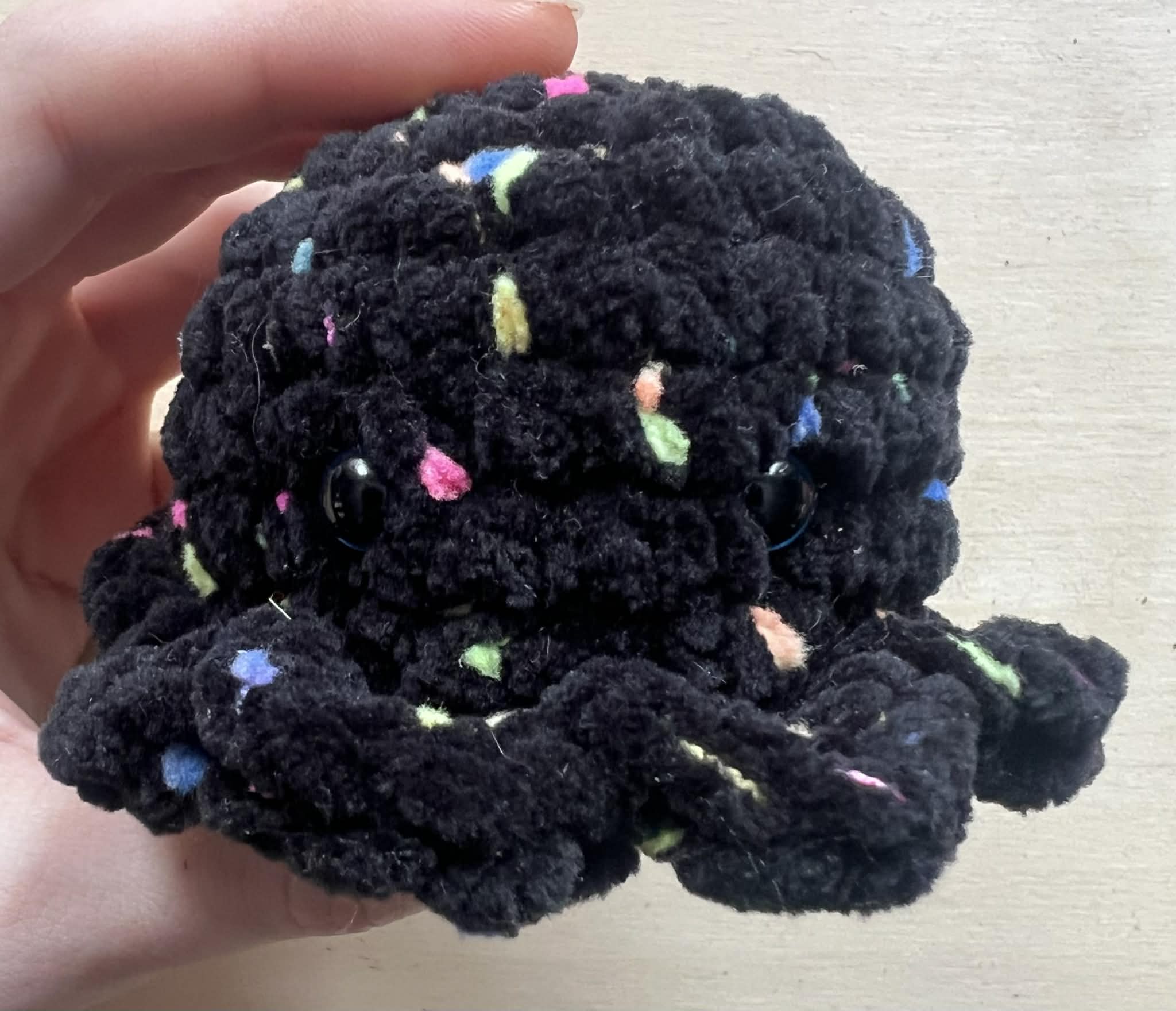 Black Rainbow Confetti Mini Octopus