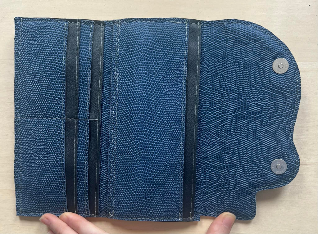 Navy Blue snake textured Skull Wallet