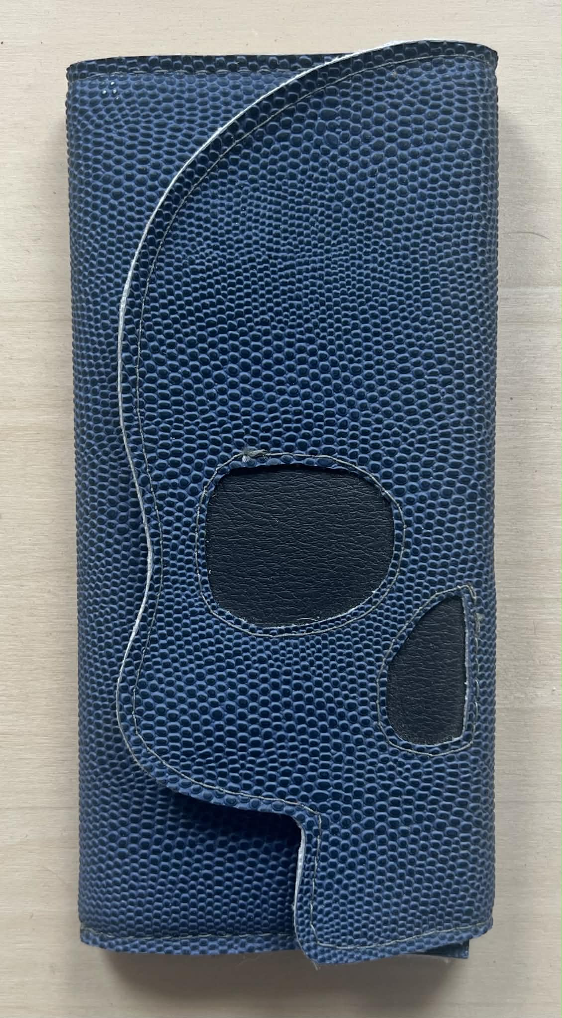 Navy Blue snake textured Skull wallet with eyes and nose
