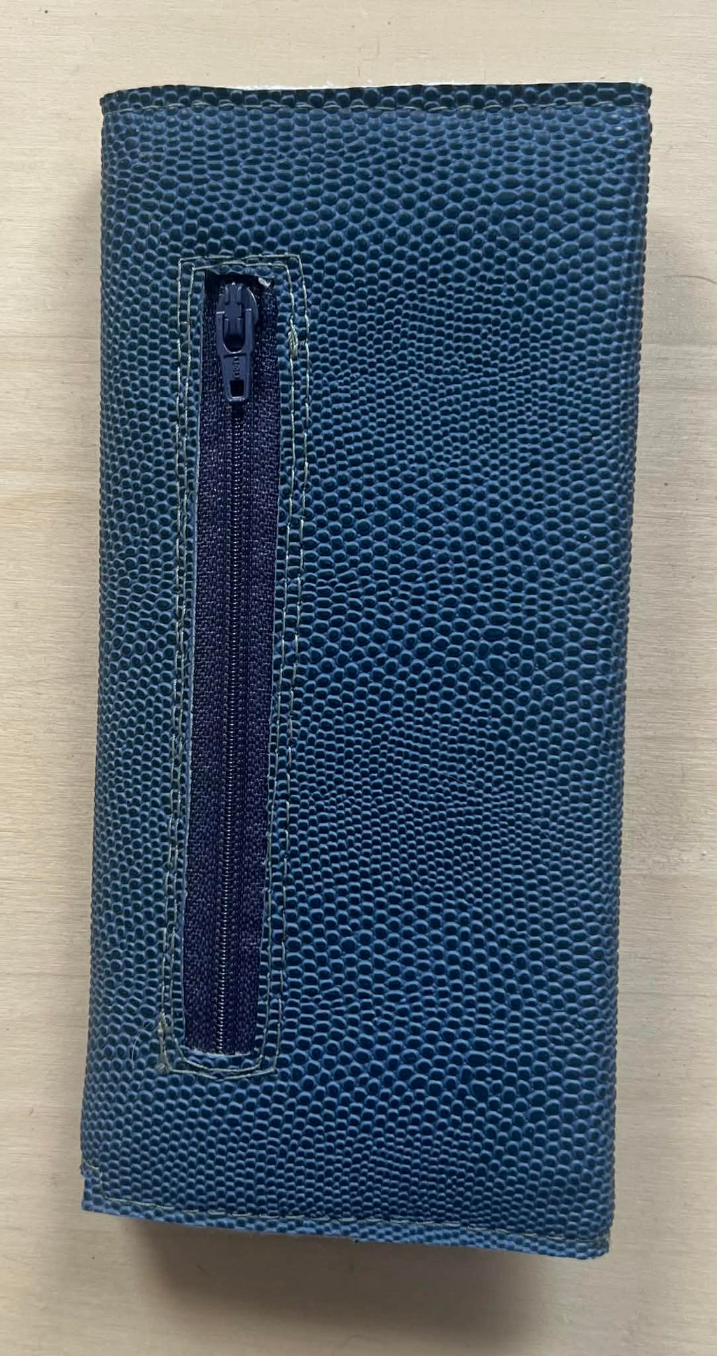 Navy Blue snake textured Skull wallet with eyes and nose