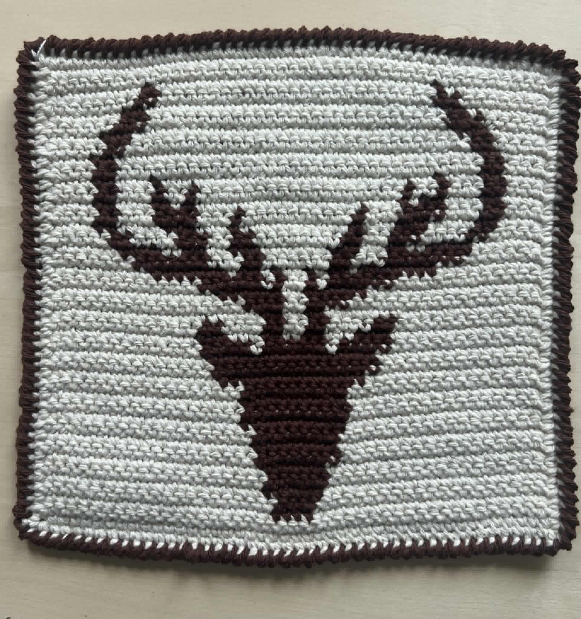 Brown and Cream deer hot pad