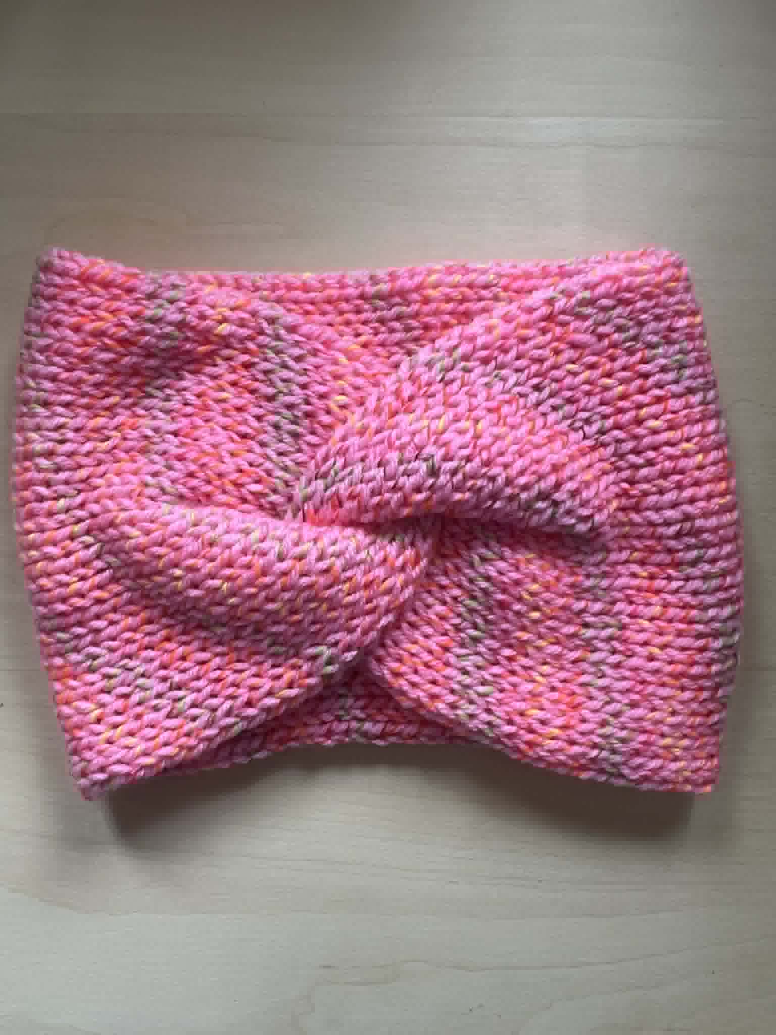 Bubblegum Babe twisted double knit ear warmer