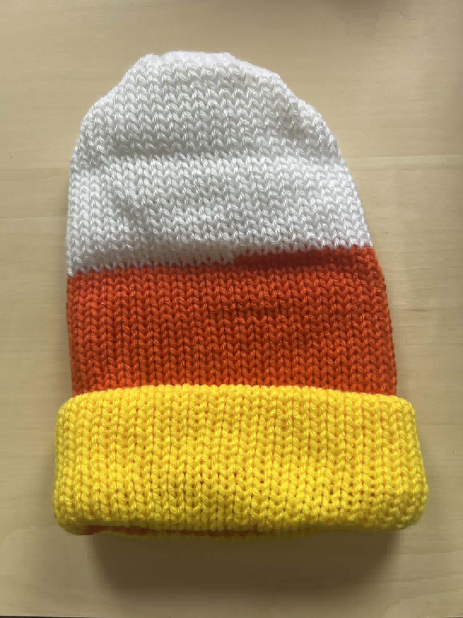 Candy Corn double knit beanie