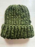 Forest green chunky knit beanie