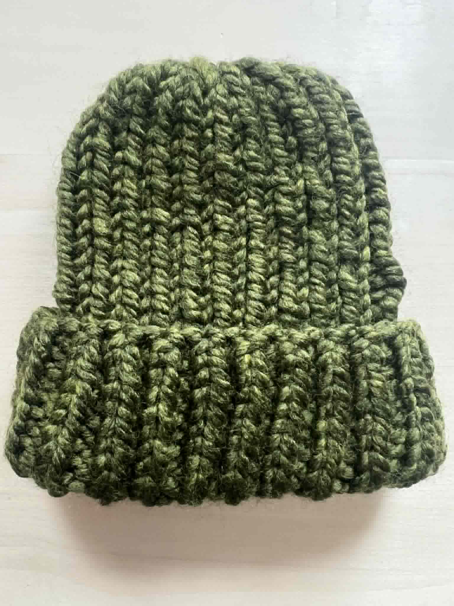 Forest green chunky knit beanie