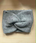 Pewter gray speckled twisted double knit ear warmer