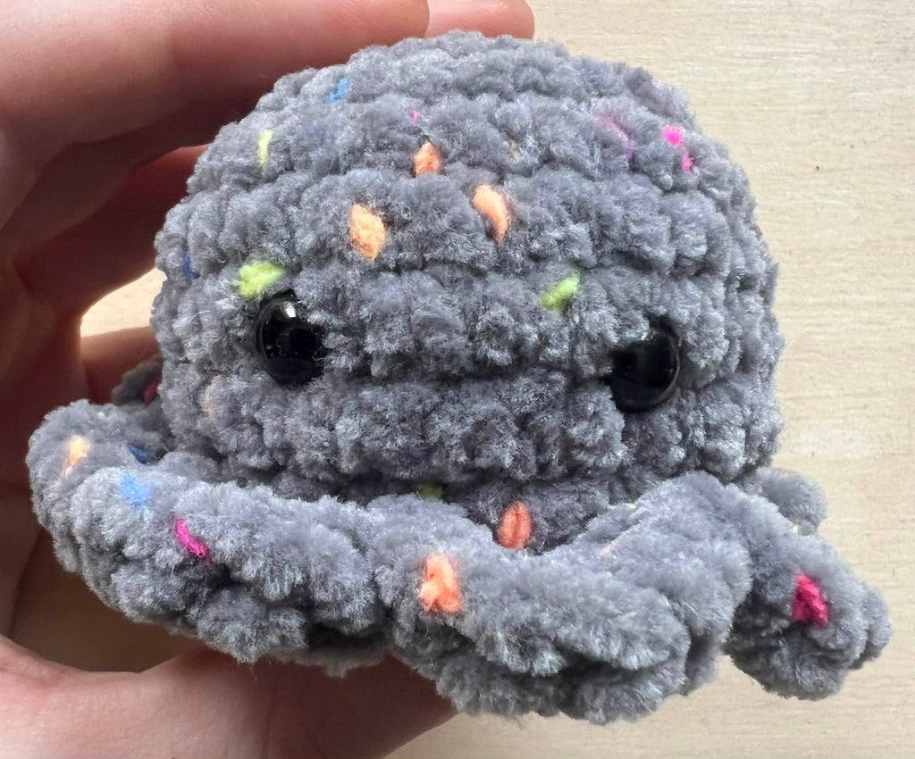 Gray Rainbow Confetti Mini Octopus
