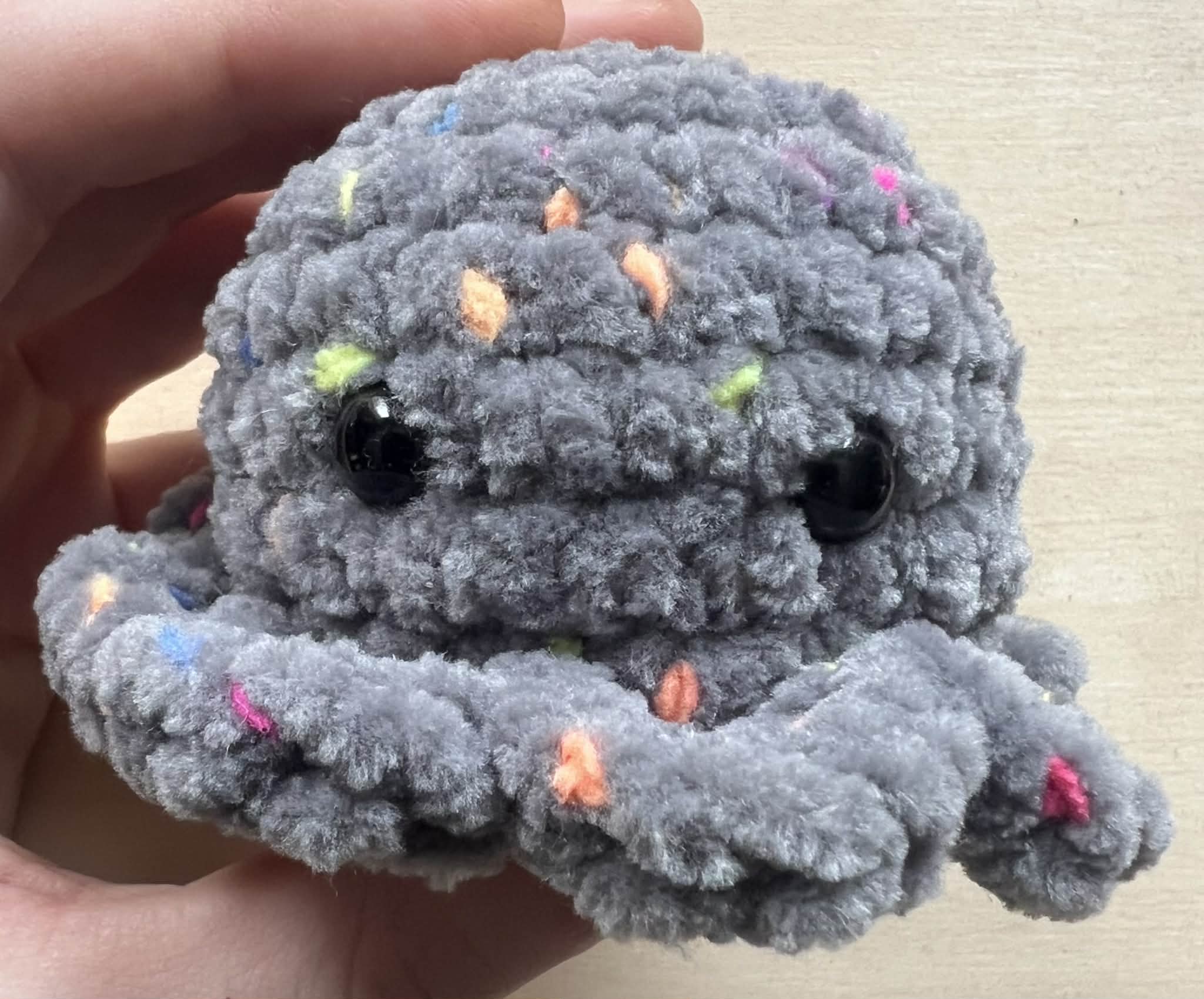 Gray Rainbow Confetti Mini Octopus