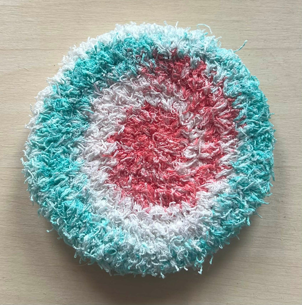 Teal and Tangerine Dish Scrubby (non rollable)