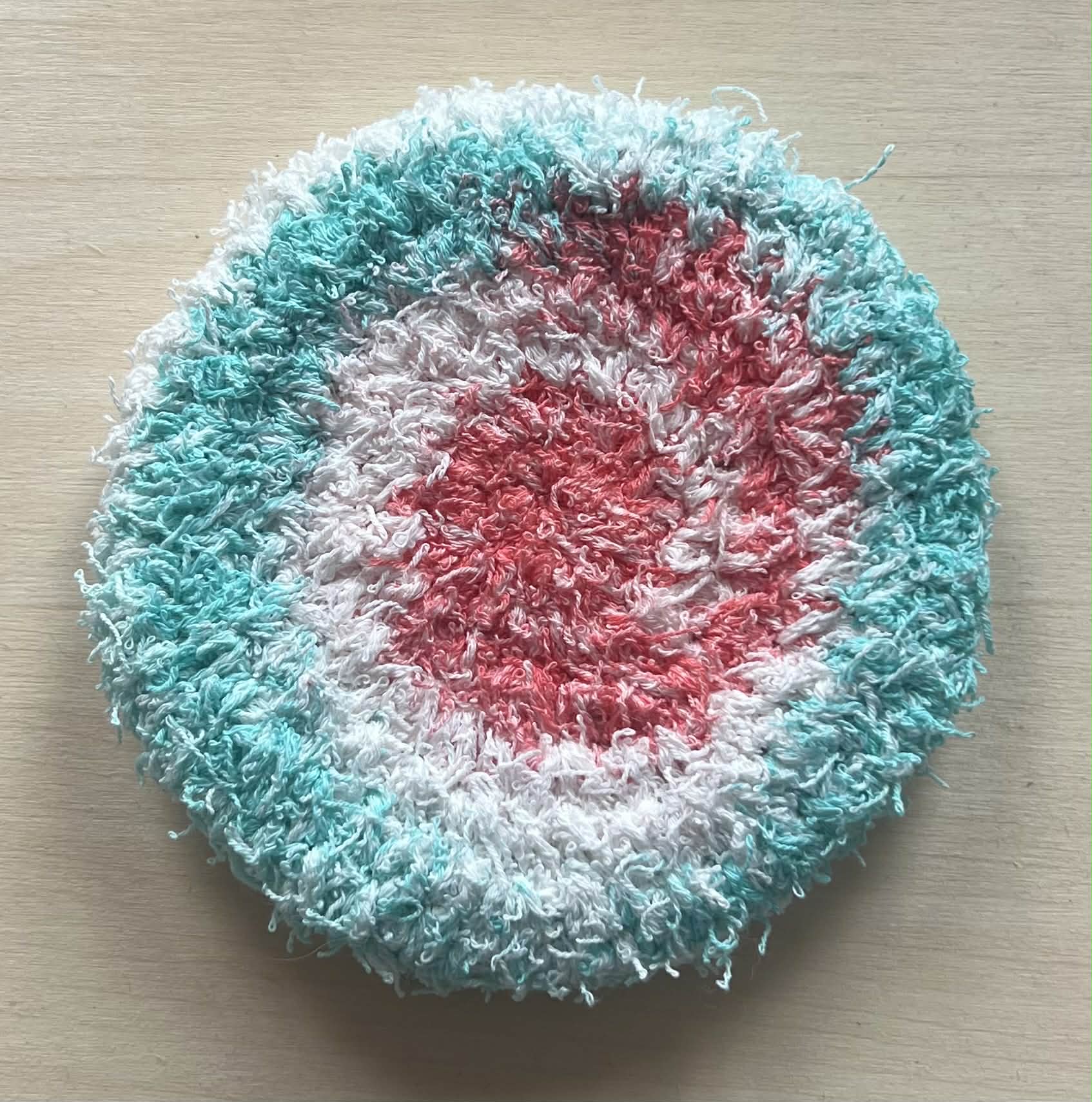 Teal and Tangerine Dish Scrubby (non rollable)