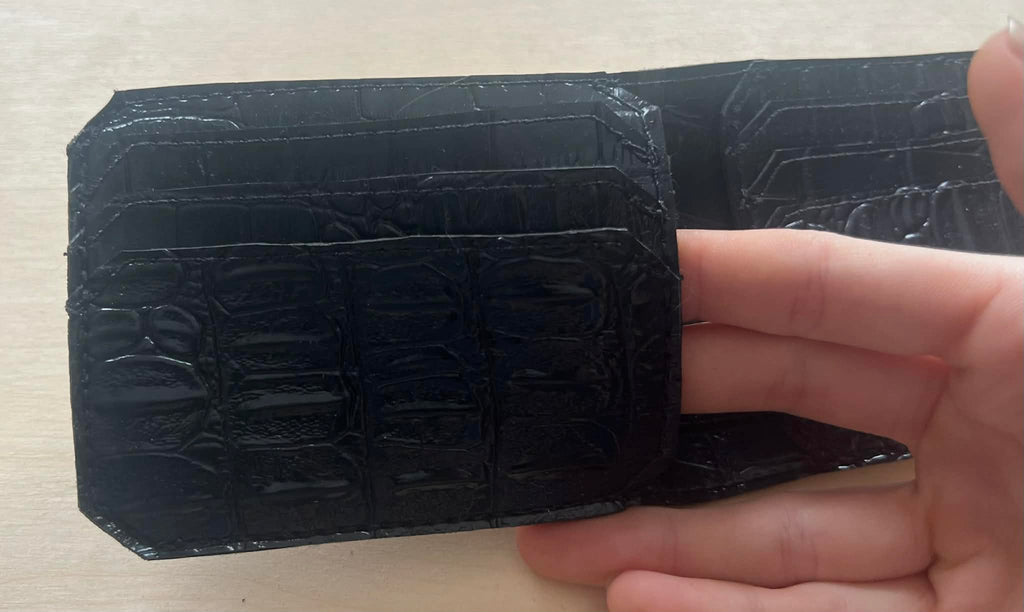 Black Alligator textured Single Fold Wallet