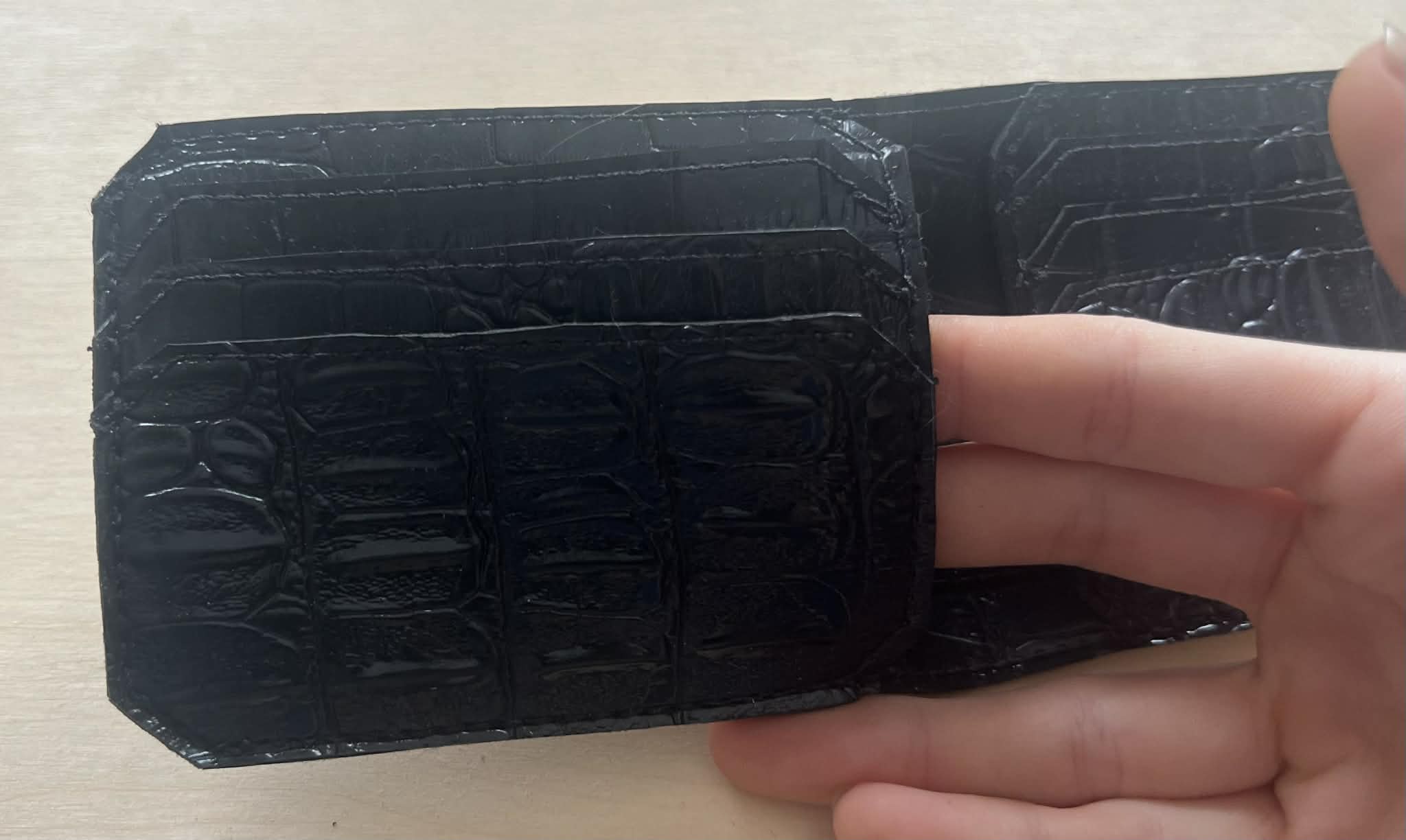 Black Alligator textured Single Fold Wallet