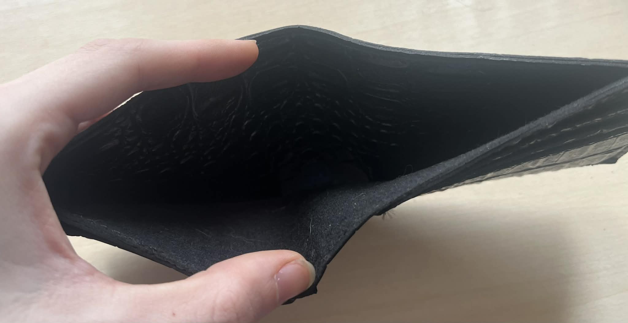 Black Alligator textured Single Fold Wallet