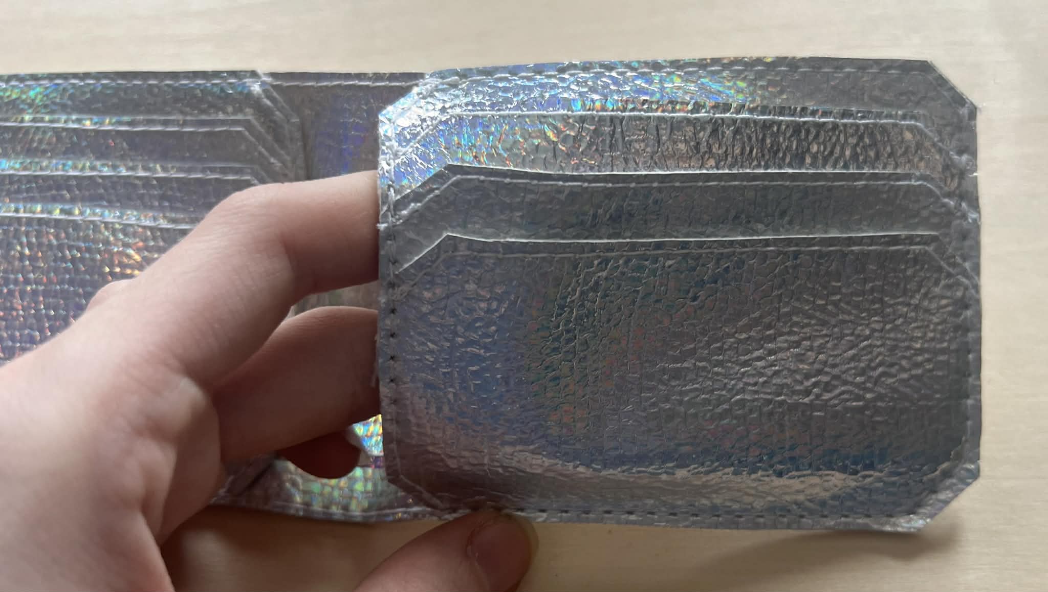 Silver Holographic Single Fold Wallet