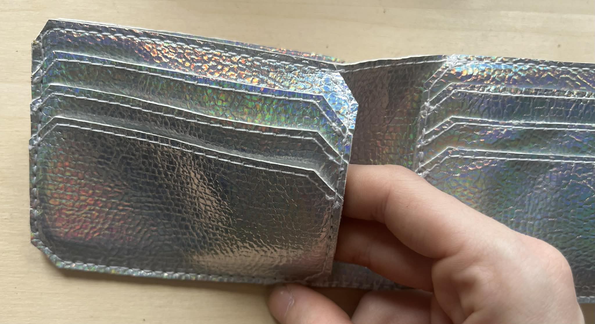 Silver Holographic Single Fold Wallet