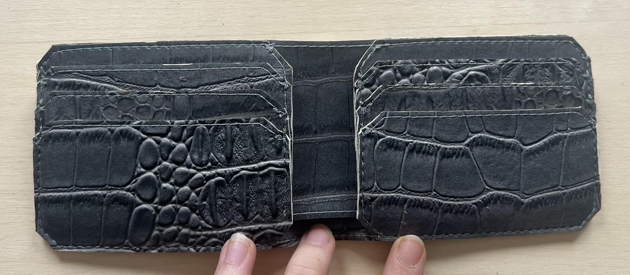 Gray Alligator textured Single Fold Wallet