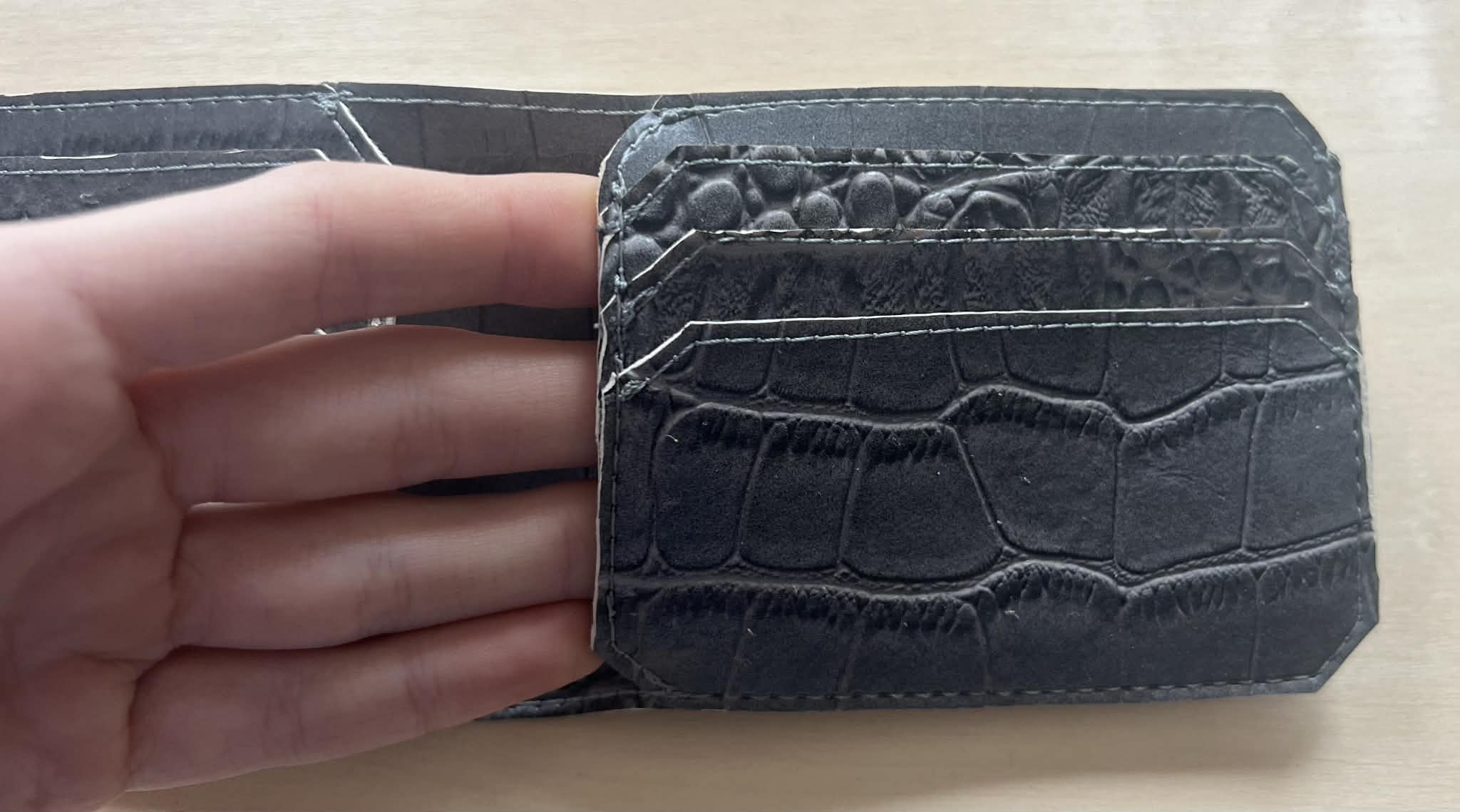 Gray Alligator textured Single Fold Wallet
