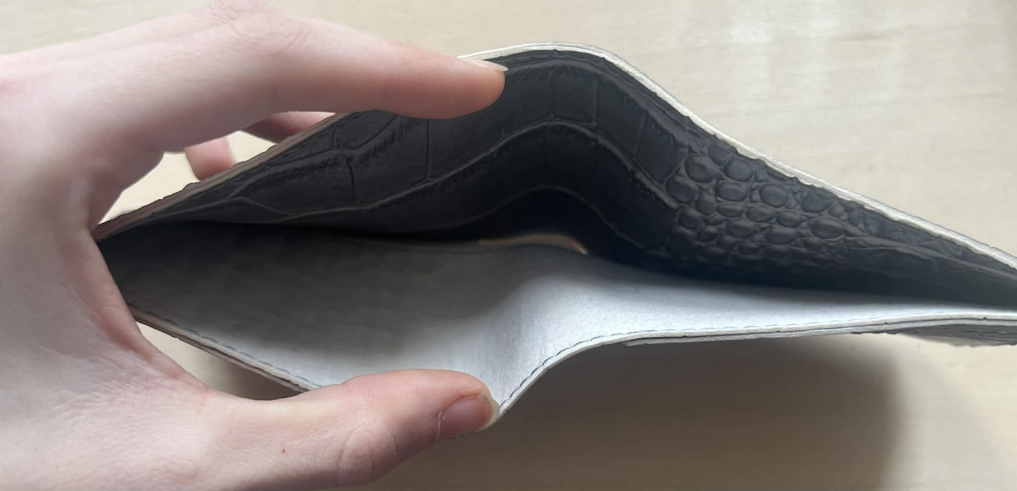 Gray Alligator textured Single Fold Wallet