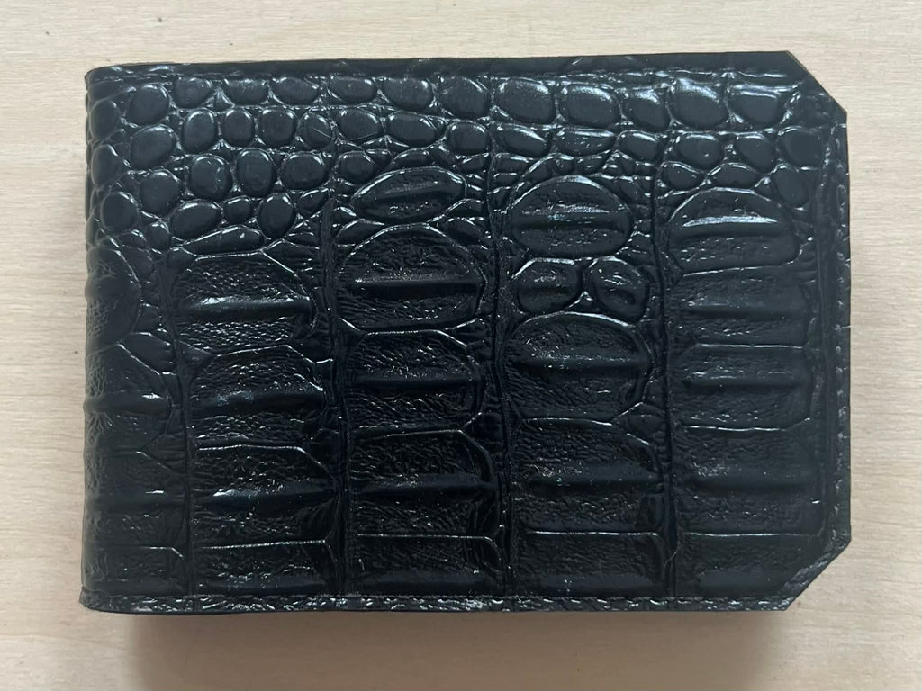 Black Alligator textured Single Fold Wallet
