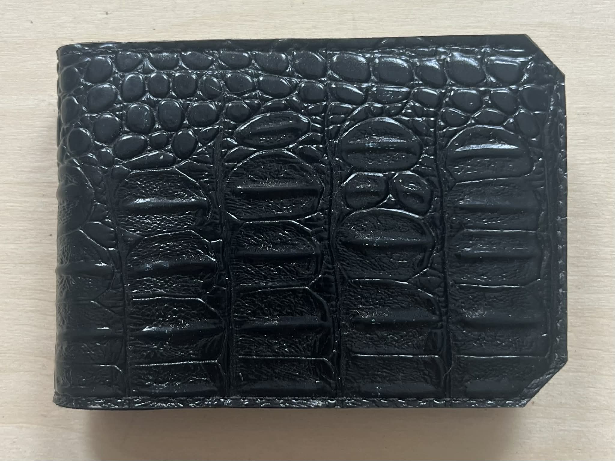 Black Alligator textured Single Fold Wallet