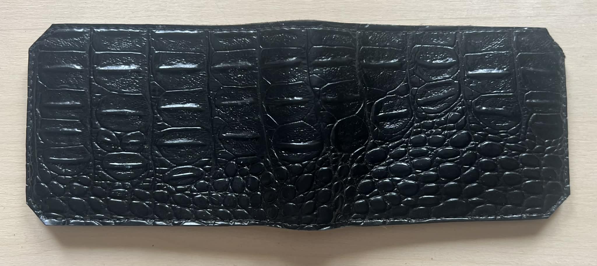 Black Alligator textured Single Fold Wallet