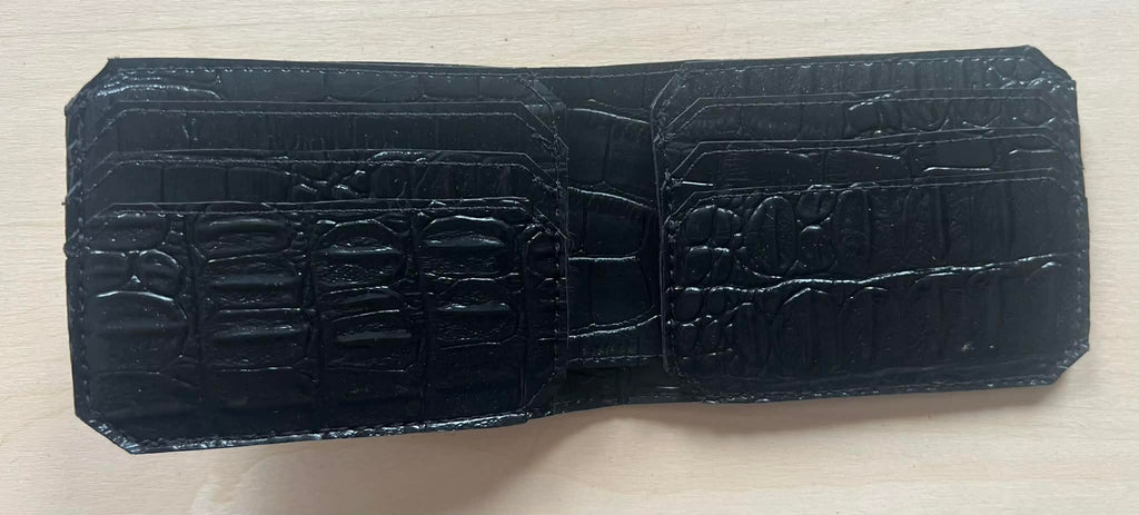 Black Alligator textured Single Fold Wallet