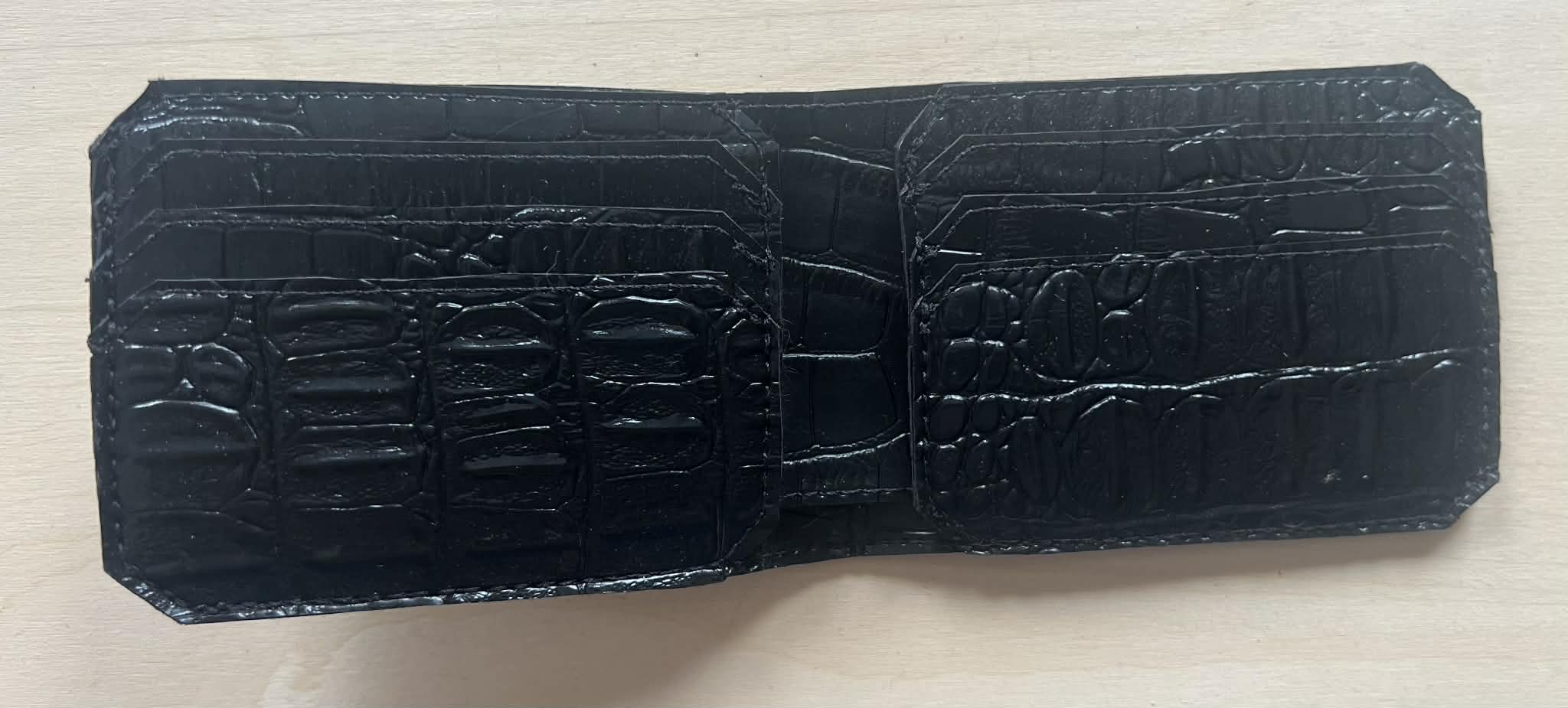 Black Alligator textured Single Fold Wallet