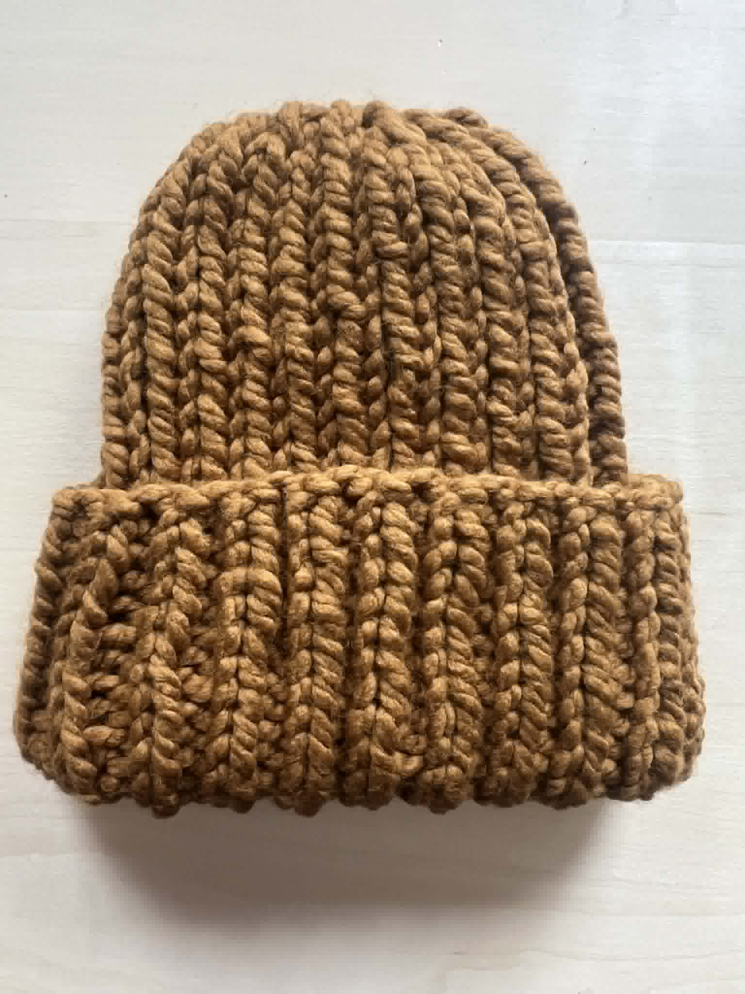 Warm cinnamon chunky knit beanie