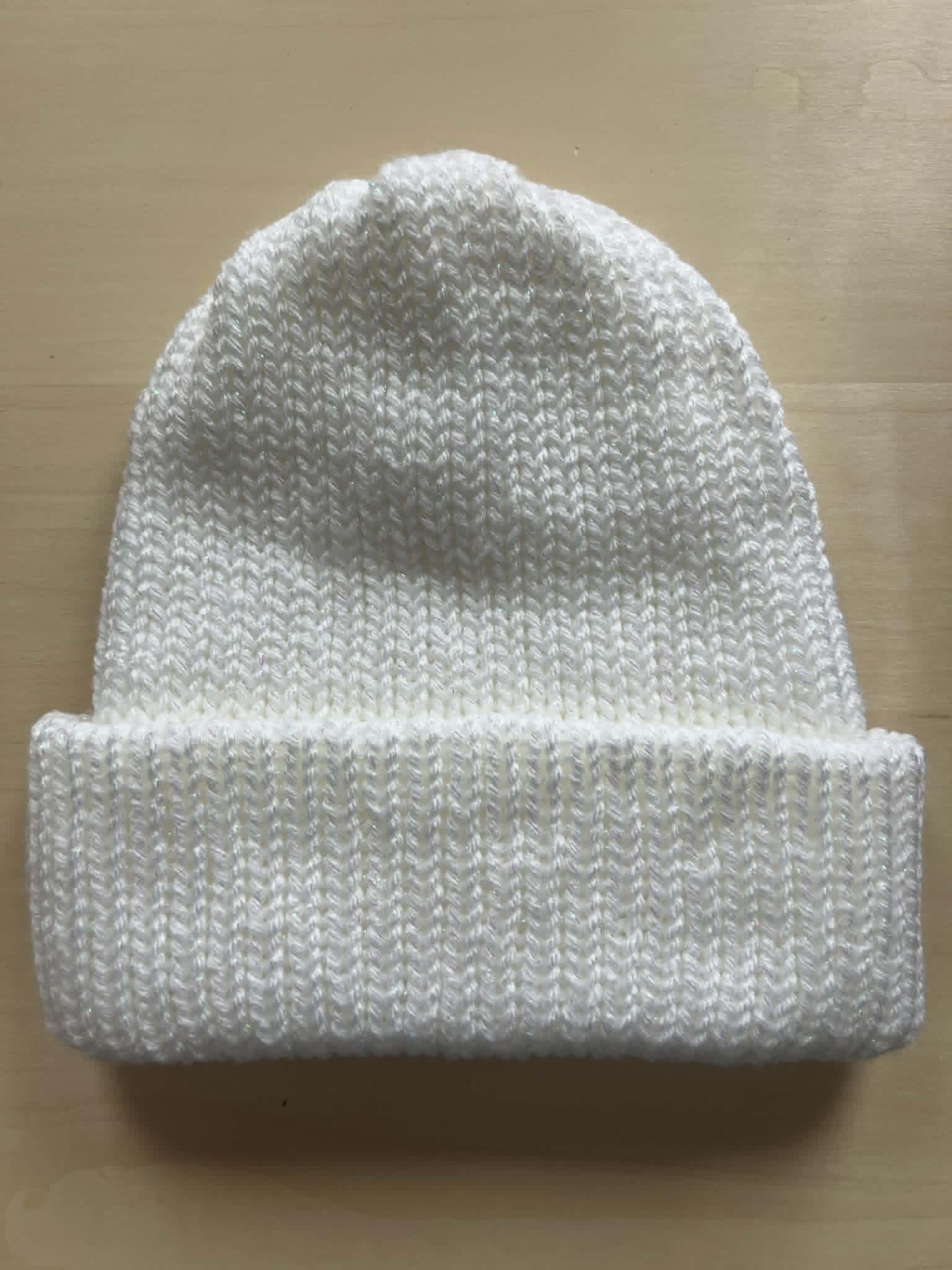 White sparkle double knit beanie
