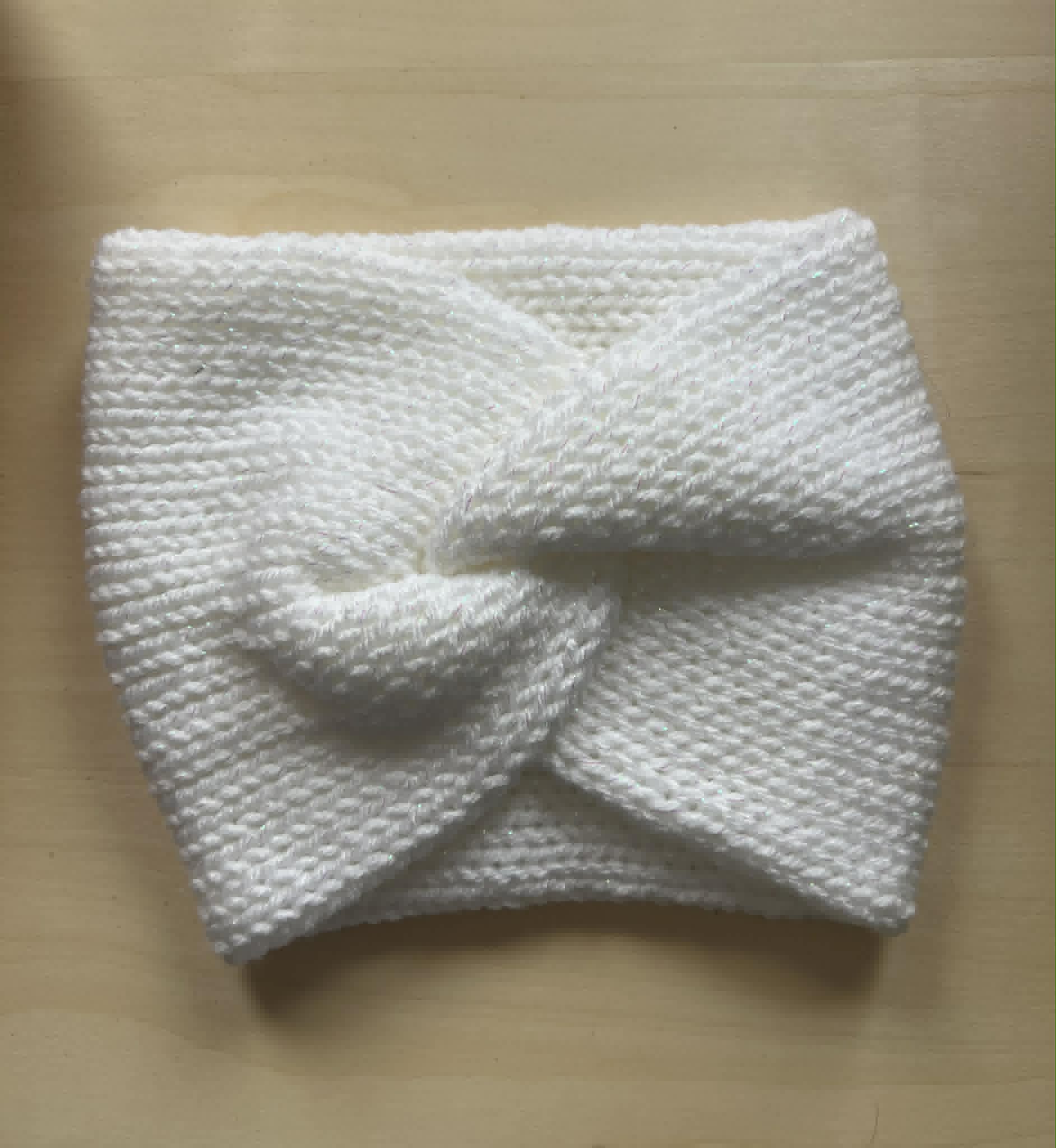 White Sparkle twisted double knit ear warmer